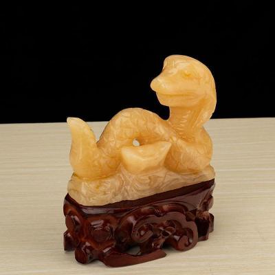 家柏饰(CORATED)玉石生肖蛇小龙摆件势金蛇家居办公室桌面装饰