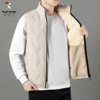 啄木鸟羊羔绒马甲男士秋冬新款加绒潮流立领坎肩百搭保暖马夹外套