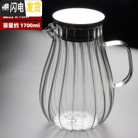 三维工匠 锤纹冷水壶 耐热玻璃壶家用水壶可高温水杯子大号茶壶加厚 A款知条凉水壶