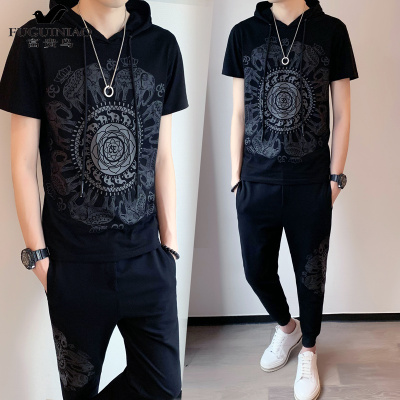 富贵鸟（FUGUINIAO）2021夏款短袖运动套装男夏季男装休闲套装韩版潮流运动服夏天衣服