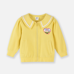 [1件3折]铅笔俱乐部2025春装新款女小童外套儿童大翻领拉链衫宝宝针织上衣