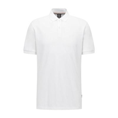 雨果博斯(HUGO BOSS)男士白色徽标短袖Polo衫翻折领半开合