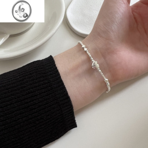 JiMiHana通体s925银银碎银子爱心手链ins韩国小众设计感气质百搭手饰 碎银子爱心手链现货