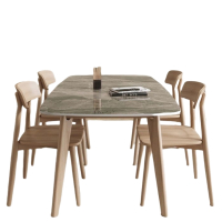 白寅 BY-SMYB-004 实木岩板餐桌椅组合1.4米 6把餐椅 意大利灰(单位:套)