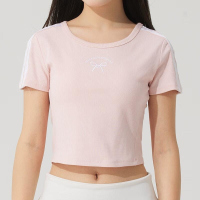 阿迪达斯(adidas)女装新款蝴蝶结图案短款运动T恤JY7650 C