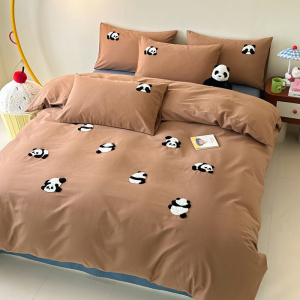 秋冬A类卡通小清新全棉磨毛四件套毛巾绣加厚保暖床品套件三件套