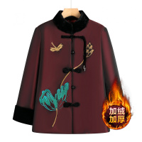 新款奶奶装冬季保暖大衣时尚简约老年女装加绒加厚款衣服60岁国风