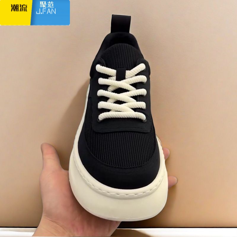 聚范2024夏季新款网布时尚百搭舒适透气网红美式板鞋圆头运动休闲男鞋