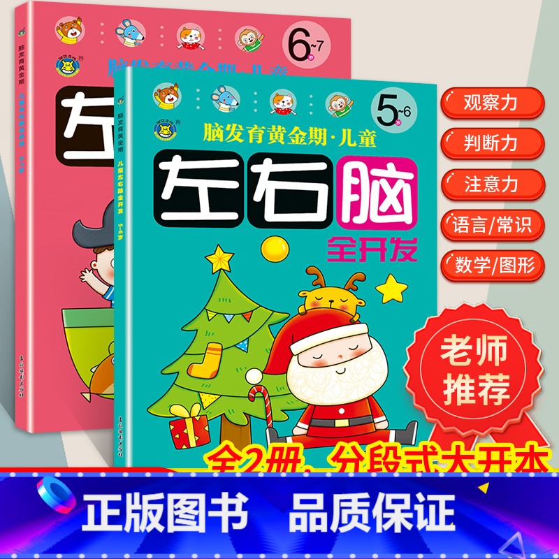 [正版]儿童左右脑书五至七岁大班宝宝思维训练书籍5到6岁7岁幼儿大脑智力开发益智图书学前班孩子启蒙读物5-7岁脑发育黄