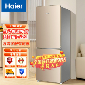 海尔冰箱170升风冷无霜小型家用净味保鲜 低温补偿 电子控温 冷藏冷冻两门电冰箱 170WDPT