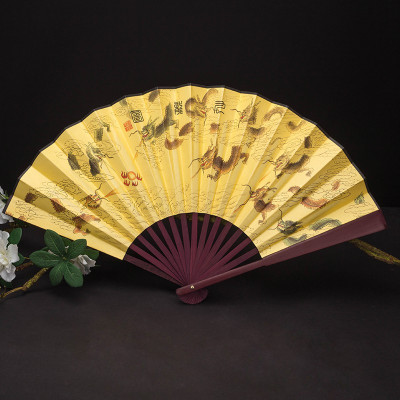扇子折扇中国风古典汉服男式随身折叠扇复古手工艺特色礼品送老外三维工匠清明上河图礼盒装