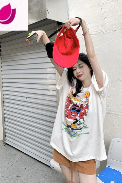 七斓韩版开叉休闲短袖T恤女装春季2023新款白色宽松设计感中长款上衣