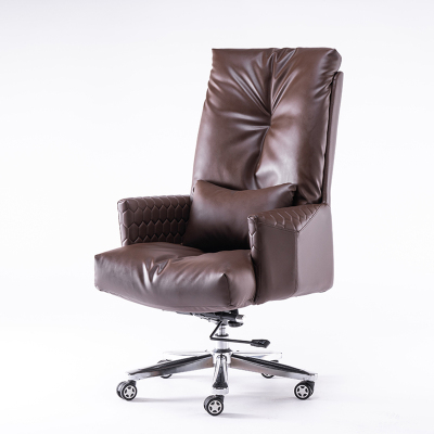 全简电脑椅人体工学椅家用休闲椅办公经理转椅会议椅-棕色