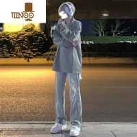 YANXU弹力牛仔裤男直筒宽松美式高街潮牌感百搭裤子高个子显瘦长裤