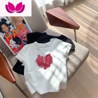 七斓正肩短袖t恤女装2023年新款夏季修身体恤衫设计感小众上衣服