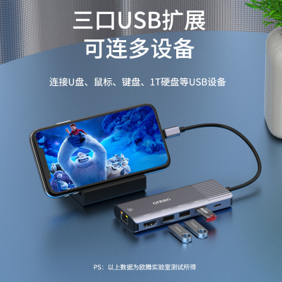 ipad苹果手机lightning扩展坞转接rj45网线usb转换器iphone手机转电视hdmi同屏器线多功能otg太空灰