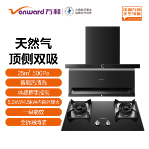 万和一级能效超薄油烟机L08SE+Y1L13-12T天然气 挥手感应排风量25m3/min 5年质保