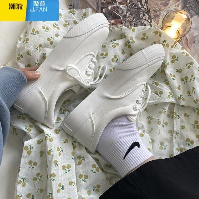 聚范2021春季新款厚底帆布鞋女学生百搭街拍休闲小白鞋韩版ins滑板鞋