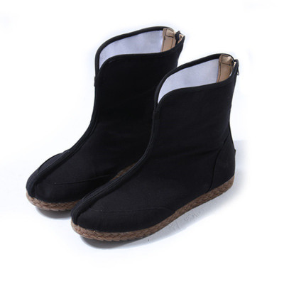 2024秋冬男女新靴 式中筒中国棉麻风男靴棉麻布靴国风鞋