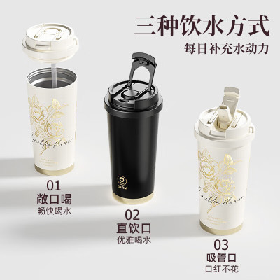 格沵 格沵山茶花闪耀保温杯(夜蕾山茶)黑金 GE-23AW-B77 500ml