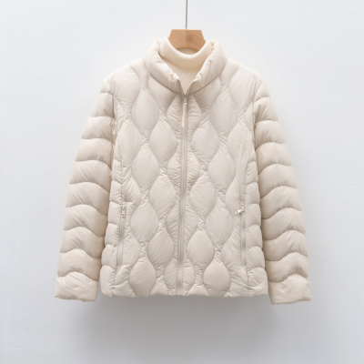 新90绒新国标女装秋冬新款轻薄羽绒服波浪纹女式立领外套