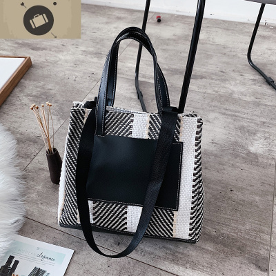 秋冬大包女2019年新款托特包大容量学生上课包学院单肩手提格子包艾狄伊娃手提包