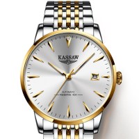 卡梭(KASSAW)手表男真钻附带钻石鉴定卡自动机械表超薄商务时尚男表防水夜光男士手表K995G