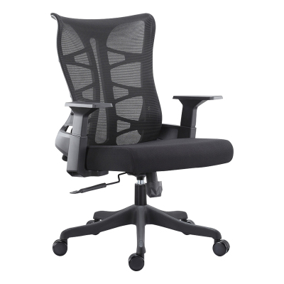 翌嘉 YJ-20082 办公椅人体工学椅会议椅 黑色中背款转椅