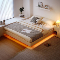 全友家居现代简约板式床卧室无床头小户型悬浮双人床家具