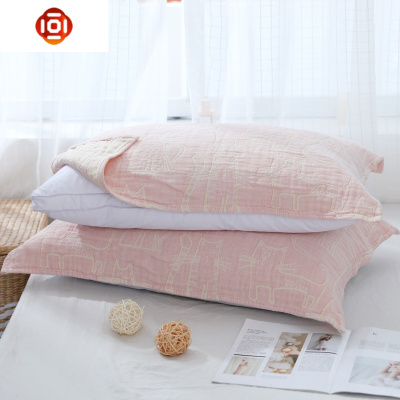 四层猫咪棉纱布枕巾大尺寸情侣单人枕巾双人一对棉的一对装三维工匠