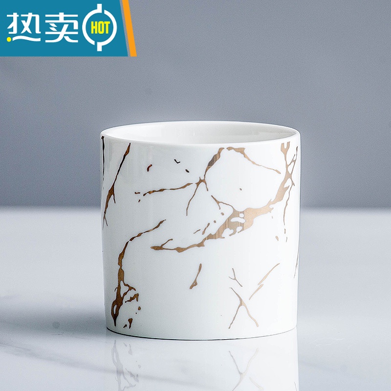 敬平北欧风格轻奢不锈钢水果叉子家用小吃插果叉创意收纳罐水果签套装 金纹(白)罐一个