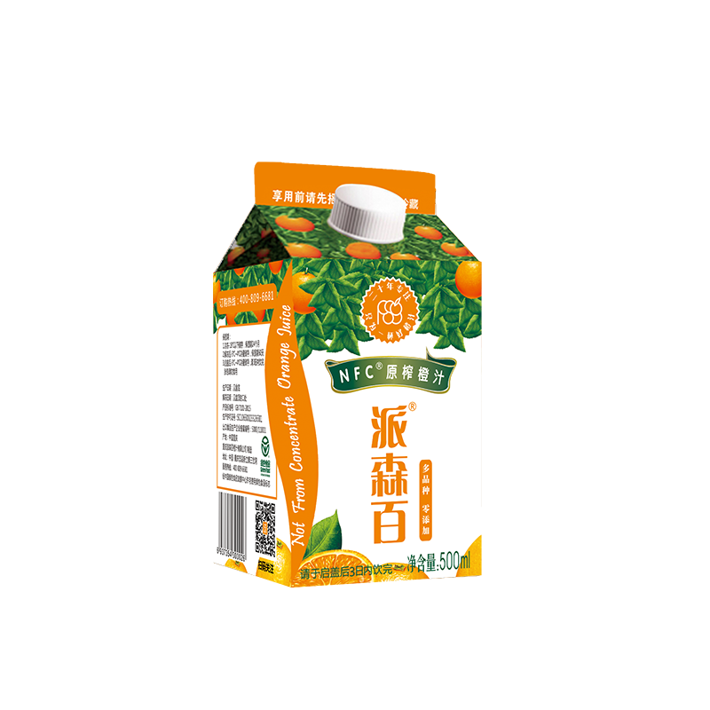 派森百nfc橙汁500ml*8盒