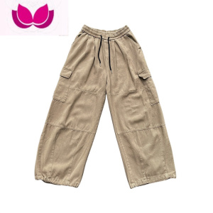 七斓港风工装裤子男秋季日系ins潮牌直筒宽松阔腿休闲长裤抽绳束