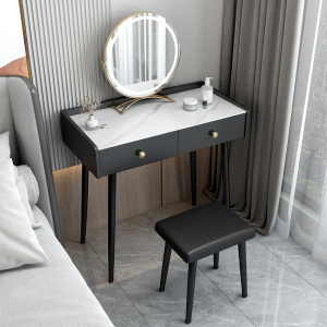 欧梵森 现代简约轻奢岩板梳妆台收纳柜一体伸缩边柜组合意式极简小户型化妆桌北欧卧室化妆台ins网红梳妆桌子 50cm妆台【多色可选，拍下请备注】