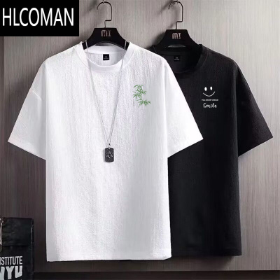HLCOMAN夏季国风男装短袖t恤薄款速干潮流百搭宽松圆领衣服休闲T恤短袖男