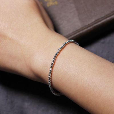 原创银饰银珠手串925纯银复古简约民族风饰品切面圆珠闪珠手链送女朋友老婆情人节七夕生日礼物