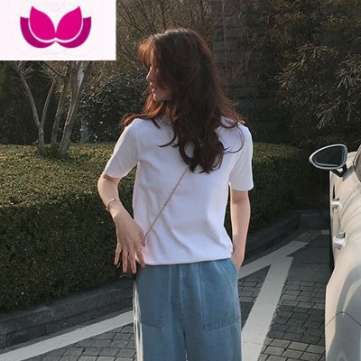 七斓黑色正肩女士短袖T恤夏季百搭ins宽松体恤上衣圆领内搭打底衫