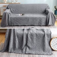 家柏饰(CORATED)北欧色沙发巾沙发布全盖毯子单简约沙发套沙发垫盖布罩 岩灰T格[] 230*275cm