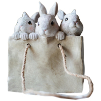 家柏饰(CORATED)树脂小白兔子装饰收纳摆件花盆花器花篮口袋多肉创意品