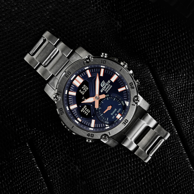 CASIO卡西欧官方旗舰店手表男八角石英表男新款EDIFICE 时尚蓝牙多功能手表赛车联名休闲商务防水日韩表ECB-20