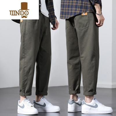 YANXU秋季休闲裤男士2023新款宽松直筒男装潮牌工装夏季长裤子
