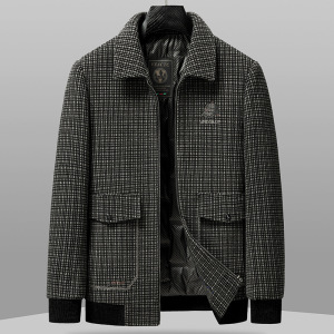 夹克款羽绒服男式翻领加厚夹克羽绒服中年潮流秋冬保暖羽绒男外套