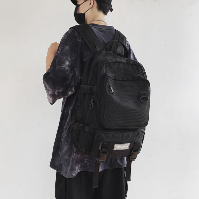 NEWLAKE高中双肩包女2020年新款大学生工装风大容量男背包旅行防水旅行包