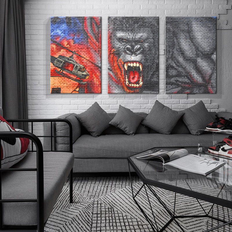 美式工业风艺术另类抽象涂鸦墙壁画时尚前卫工作室街头装饰画挂画 h款
