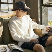 [8.5折价50.9元叠加优惠券]唐狮春秋季新款纯色长袖T恤男士衣服潮流白色圆领内搭打底衫C