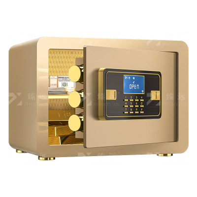 臻远ZY-NW-BXGS-09 全钢实心保险柜办公防盗保险箱 高30cm金色电子款