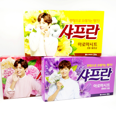 韩国进口柔顺剂 纸抽式衣物洗衣纸 柔顺加香纸防静电玫瑰香