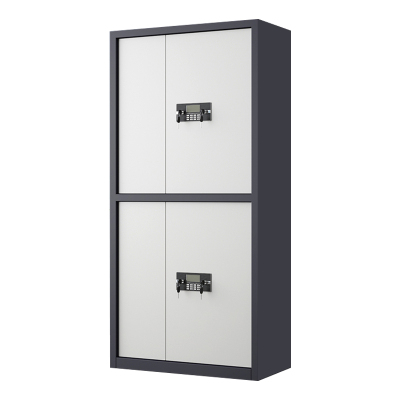 正斌指纹电子保密柜钢制密码文件柜档案柜矮柜保密资料柜办公柜通双节灰白色:电子密码锁