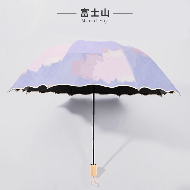 六羊纺 雨伞女折叠晴雨两用防晒防紫外线遮阳伞公主风结实抗风 个