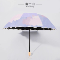 六羊纺 雨伞女折叠晴雨两用防晒防紫外线遮阳伞公主风结实抗风 个